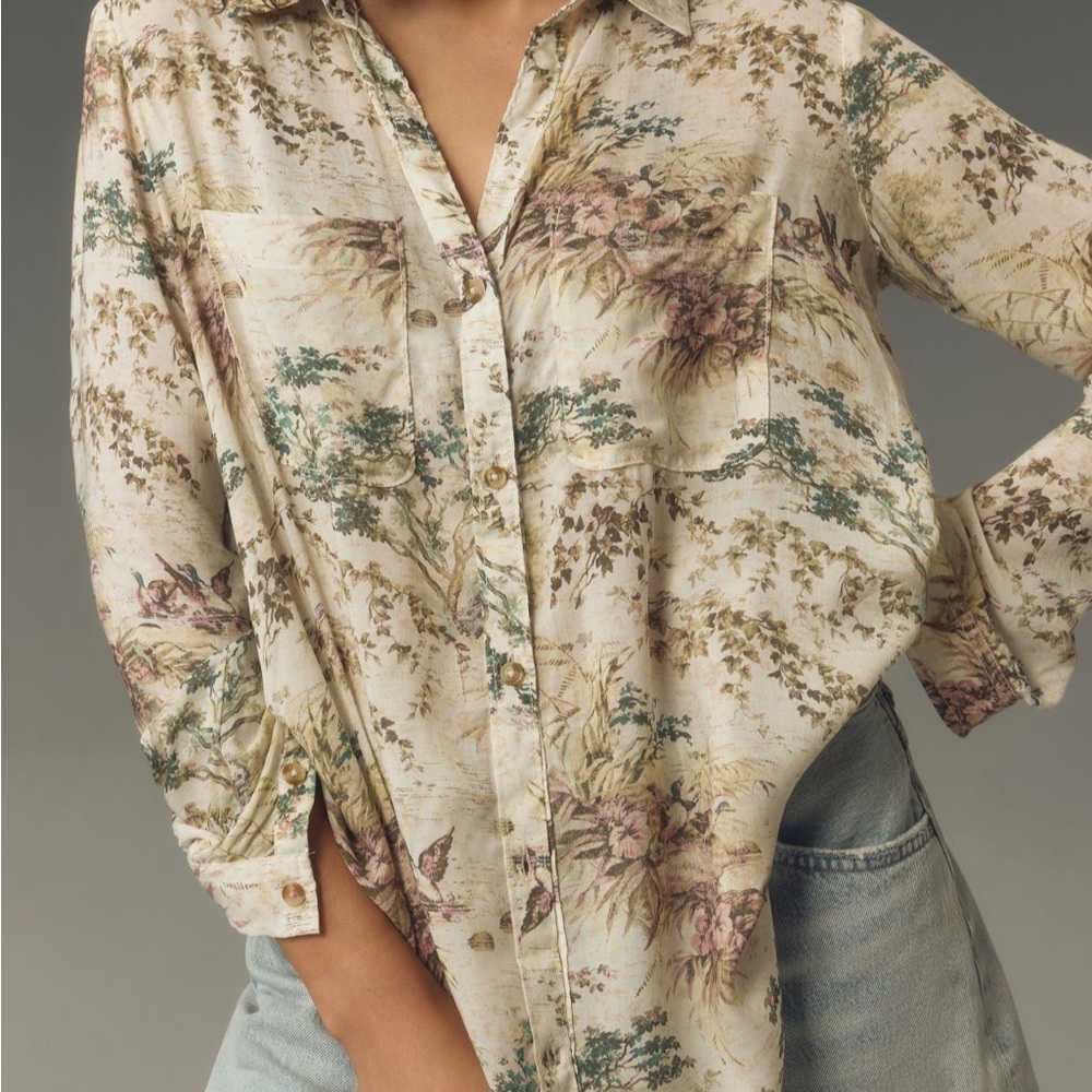 Anthropologie The Romy Relaxed Fit Button Down Shirt by Pilcro. - Picture 9 of 11